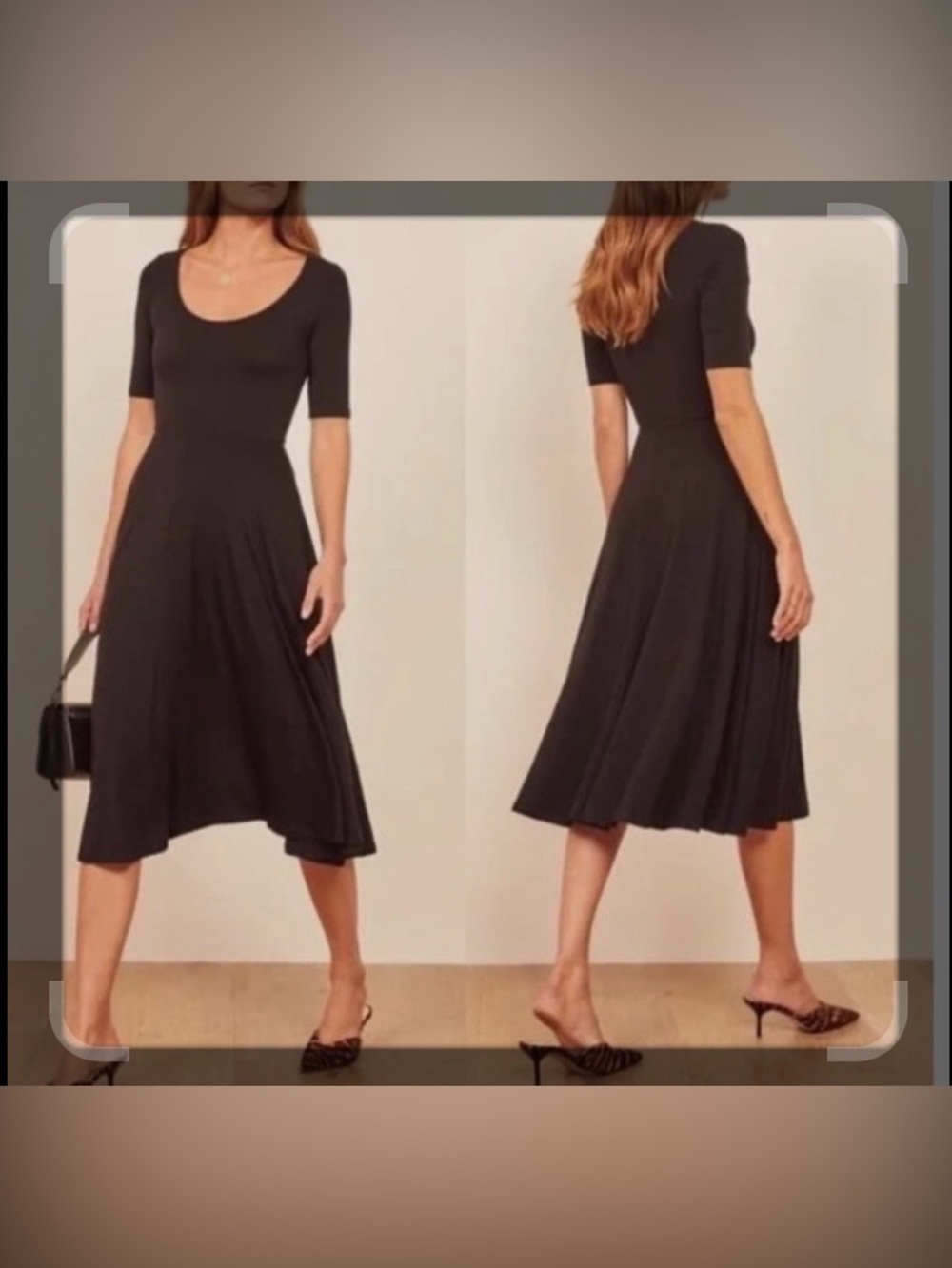 Reformation Black Scoop-Neck Midi Dress - Picture 6 of 17